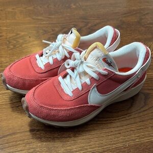 Nike Red and White Waffle Debut Sneakers